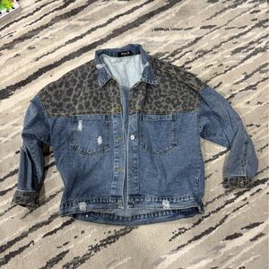 Denim Jacket with leopard print
